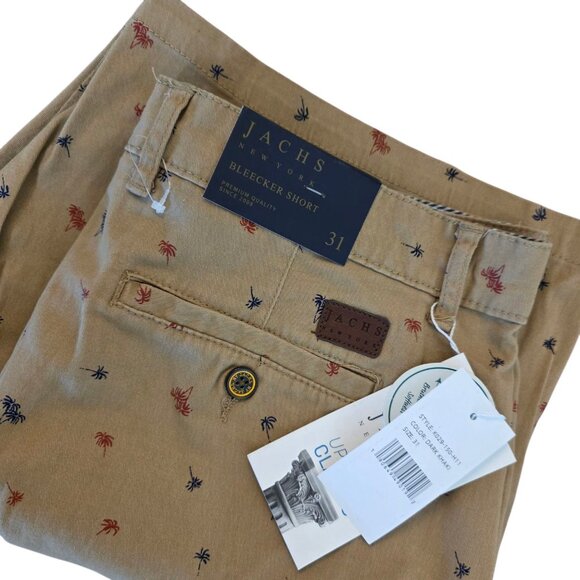 🔴 Jachs New York Shorts Mens 31 Dark Khaki Bleecker Palm Tree Summer Nautical - Picture 3 of 15